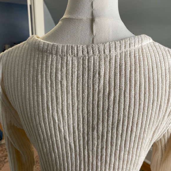 Everlane Cream Ribbed Button-Up Cardigan - Picture 2 of 3